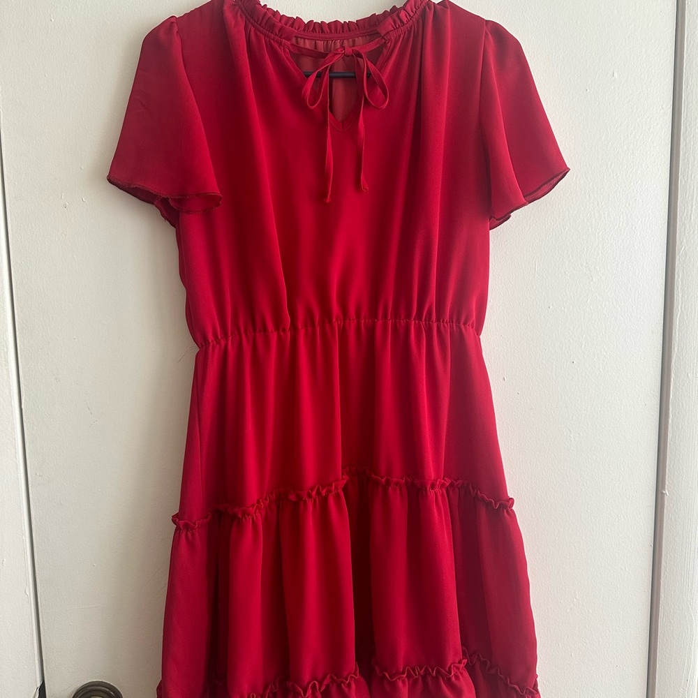 Chic Red Ruffle Dress